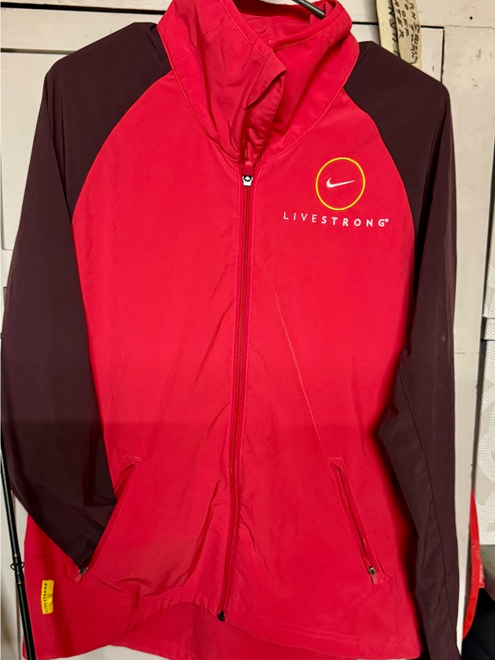 Nike Red Jacket with Yellow LIVESTRONG Tag